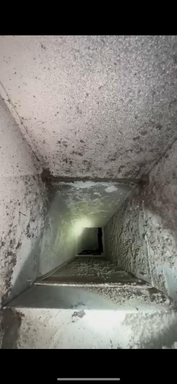 Dusty air duct before electronic air filter installation
