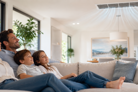 Family breathing clean air at home after professional air duct cleaning by EZDuctClean in Ashburn VA